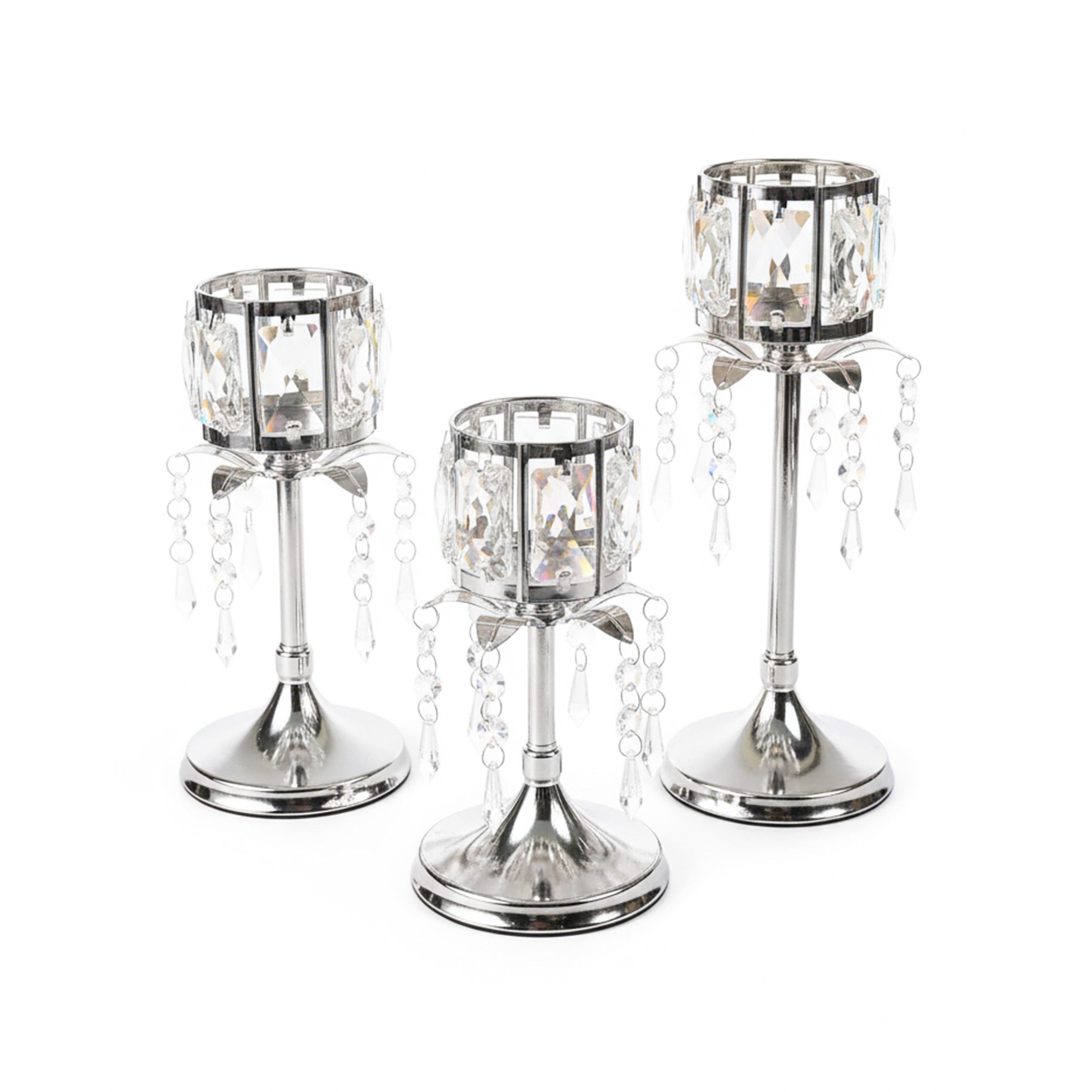 Candle Holder Set 3 Pcs Silver CHD-B3S