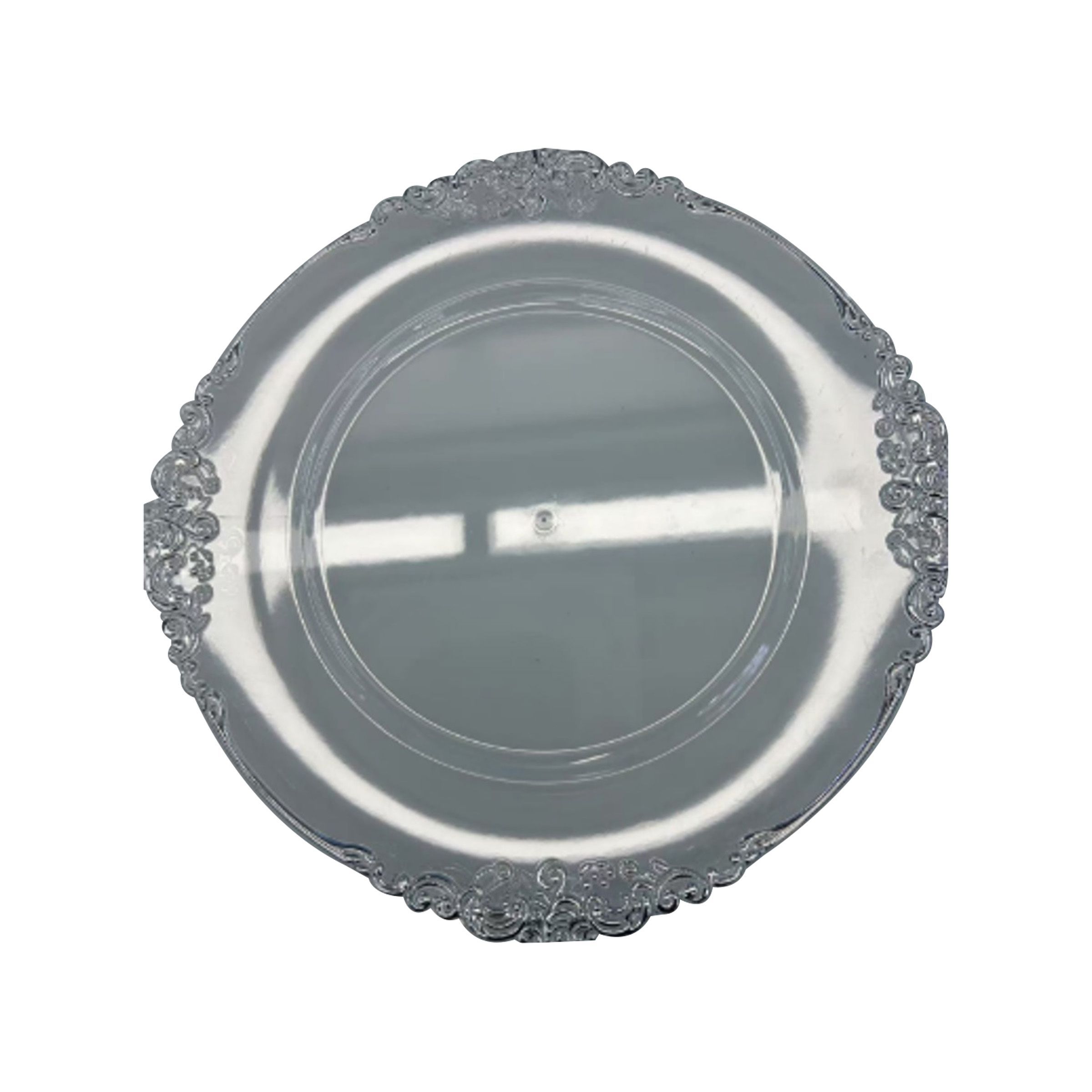 Plastic Round Plate Silver clear 33cm(12.99inch) TJ364-002