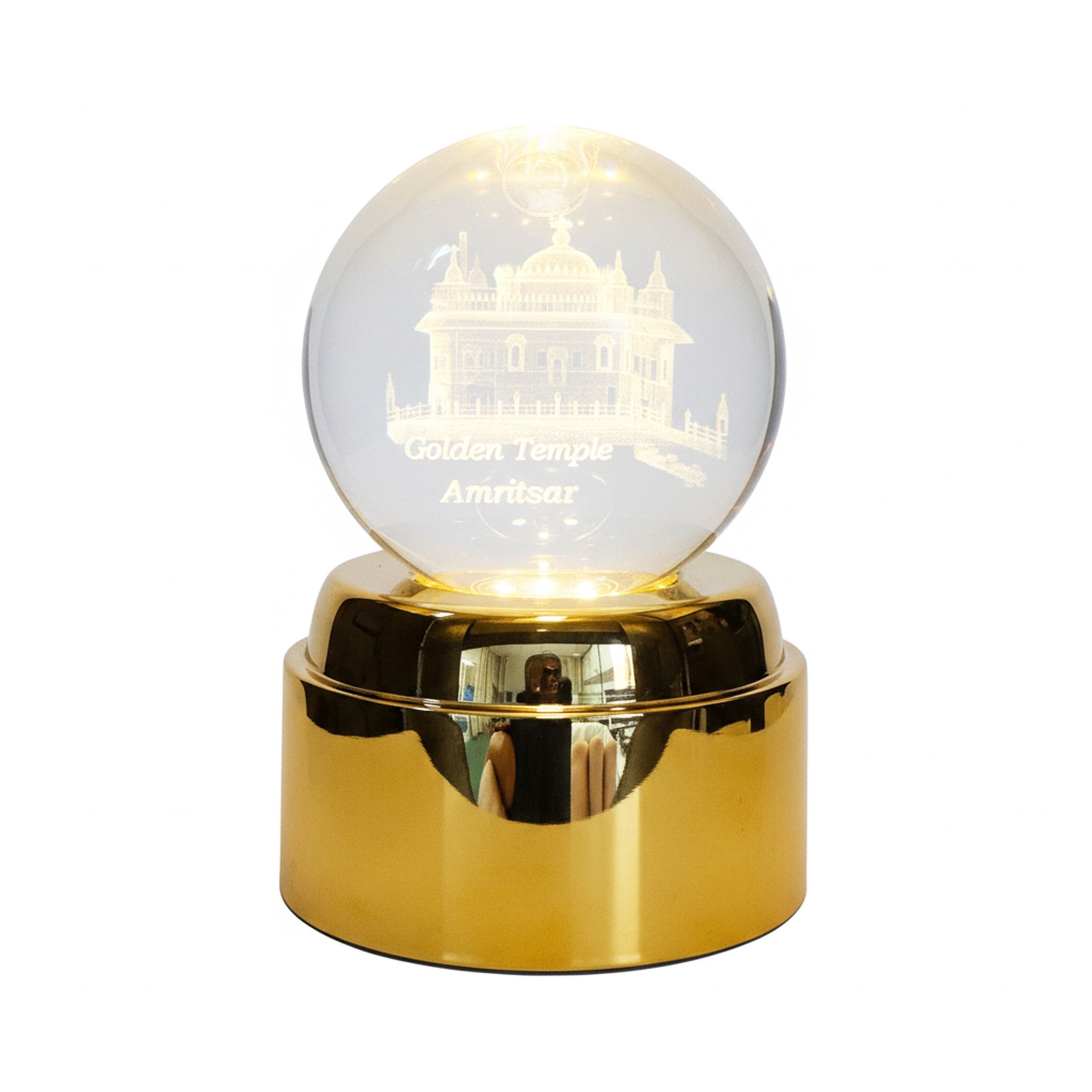 Crystal Ball Decor with Golden Base and Light 85x85x50mm (3.35x3.35x1.97inch) CYT-R80